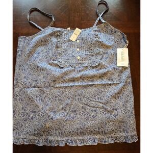 Haven Well Within Blue Floral Organic Cotton Ruffle Cami Top Large NWT